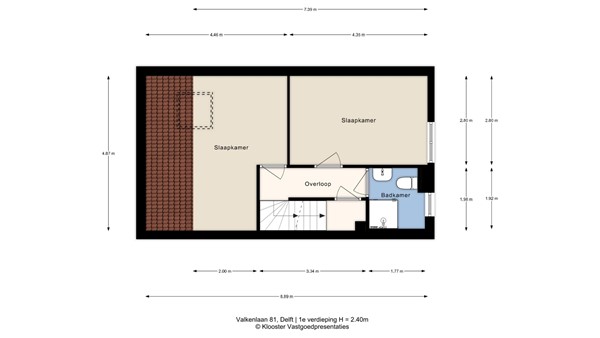 Plattegrond - Valkenlaan 81, 2623 HN Delft - 1e Verdieping.jpg